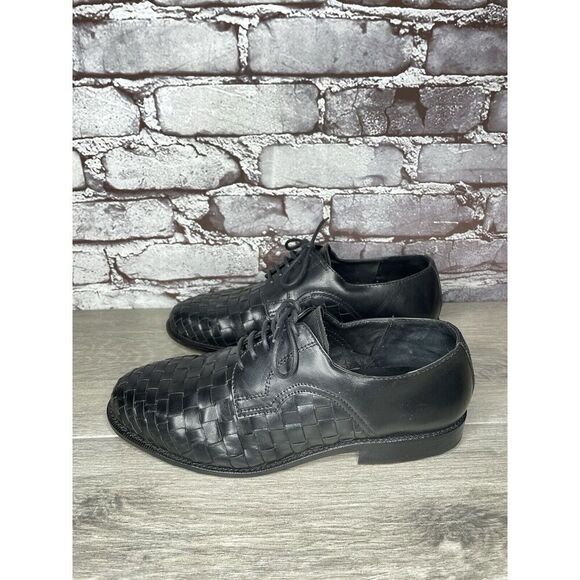 PARAGON Black Leather Basketweave Woven Weave Dress Lace Shoes Men Sz 8M US/41EU main image 11